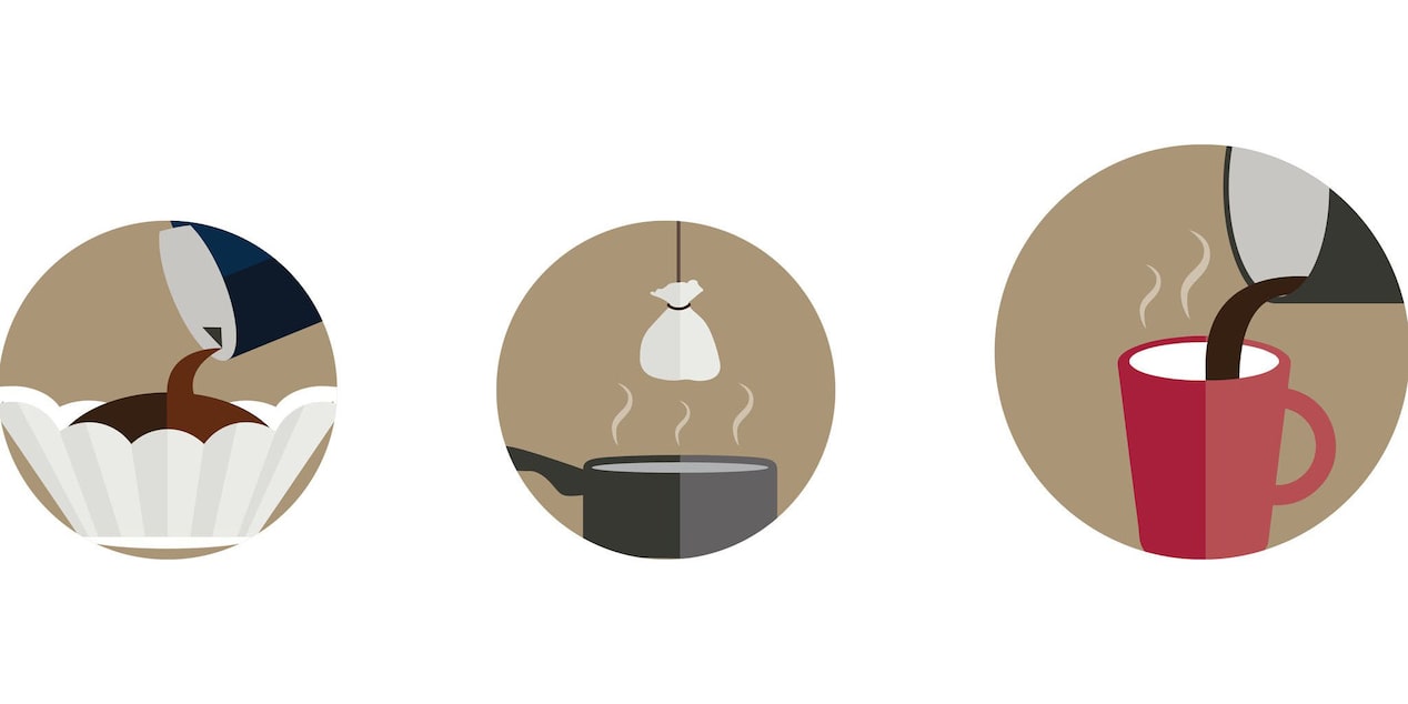 Illustrations of Camping Hacks Using a Coffee Filter